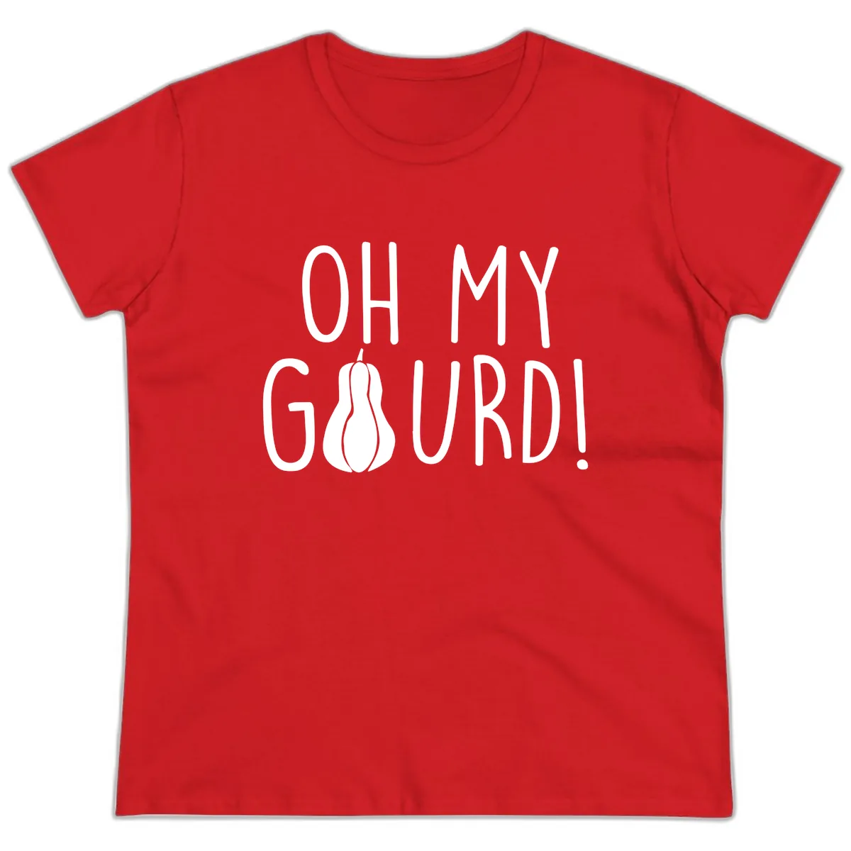 Oh My Gourd Thanksgiving Pun Design Ladies Tee in Red